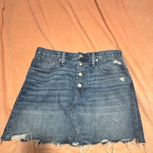 Madewell Blue Frayed Mini Skirt